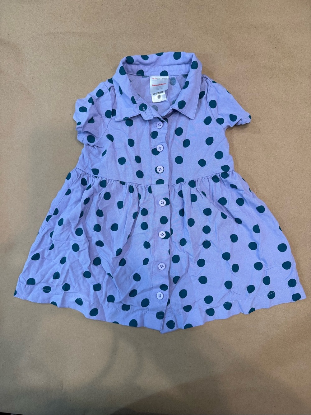 Baby Hanna Andersson Lavender & Green Polka Dot Button-Front Dress